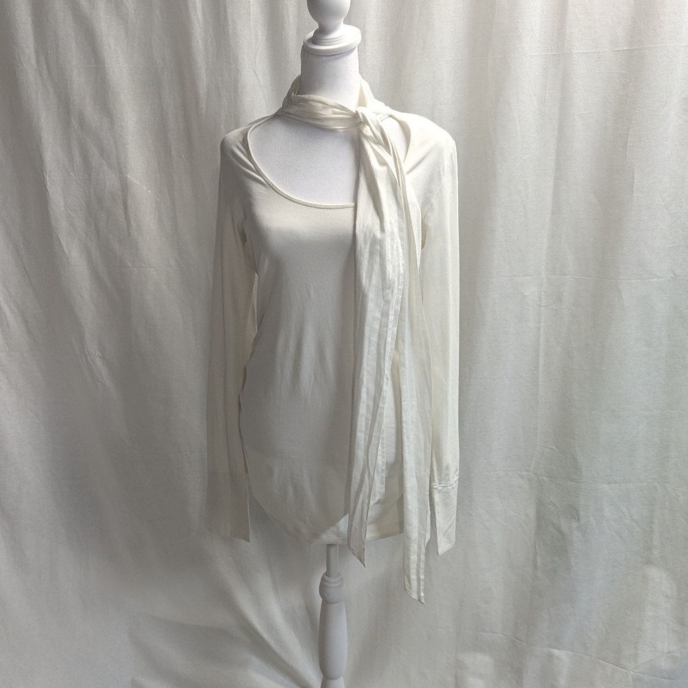CAbi Size Small Cream Colored Tunic with Scarf